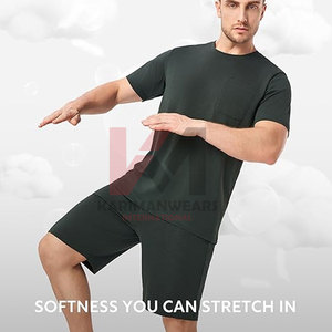 Ensemble de pyjama d'été pour hommes, vêtements de nuit en coton à manches courtes, doux et léger, avec poches, vêtements de nuit respirants par temps chaud - Product Image 6