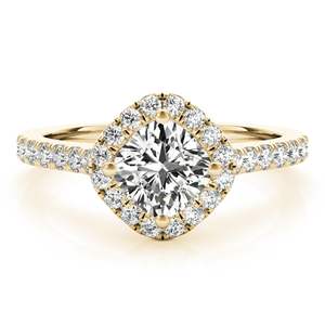 Bague de fiançailles Halo en diamant taillé coussin avec accents pour elle/femme - Product Image 2