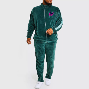 Survêtements décontractés 100% coton pour hommes ensemble de survêtements en micro velours vert pour hommes à vendre pour l'hiver 100% coton - Product Image 1