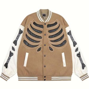 Veste de base-ball en cuir pour hommes, avec logo brodé, personnalisé, vente en gros - Product Image 4