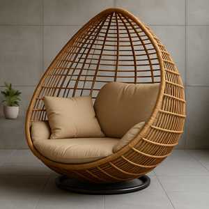 Ensemble complet de chaises œuf en rotin robustes et confortables pour l'intérieur et l'extérieur, idéales pour le salon, le jardin, le balcon, le parc et les villas - Product Image 3