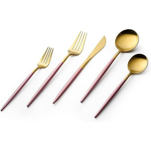 Juego de cubiertos de acero inoxidable directo de fábrica de La India, diseño moderno, mango de diseñador Delgado, chapado en oro para regalos de negocios - Product Image 3