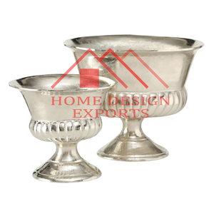 Cuenco de flores de Metal acabado plateado diseño personalizado florero de Metal hecho a mano juego de Metal decorativo de mesa de boda - Product Image 6