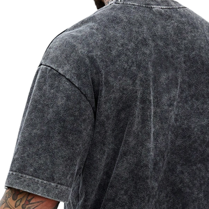 Mens Oversized Washed Black O-Neck <b>Polyester</b>/Cotton <b>Tshirt</b> Short Sleeve Casual Streetwear Loose Fit Garment Dyed Quick Dry - Product Image 4