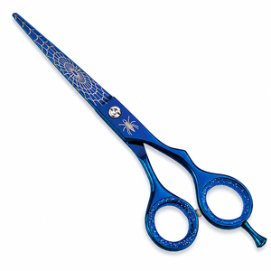 Ciseaux de coiffure professionnels bleus imprimés en acier inoxydable, ciseaux de barbier pour salon, ciseaux de coiffure personnalisés avec logo - Product Image 1