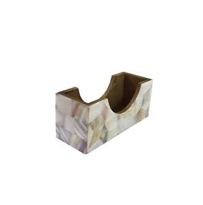 Ensemble de 4 sous-verres carrés en os de buffle véritable incrusté de nacre, motif carré, pour cuisine, mariage - Product Image 3