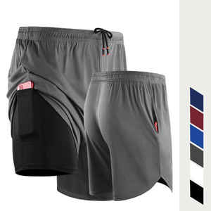 Shorts de course décontractés pour hommes 2 en 1 en maille à lacets, séchage rapide, respirant, écologique, entraînement, gym, fitness, sport - Product Image 2