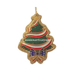 Bordado Zari de alta calidad, multicolor, forma personalizada, adornos colgantes de Navidad para decoración de fiesta de Navidad - Product Image 1