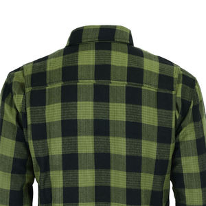 Chemise en flanelle à carreaux noir et vert néon pour moto, avec poches intérieures pour protections CE, grande taille, ignifuge et respirante - Product Image 3