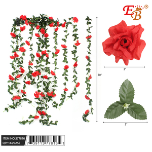 144-PC พวงมาลัย/CS ดอกไม้ประดิษฐ์สีแดงขนาด59นิ้วสำหรับตกแต่งคริสต์มาส - Product Image 1
