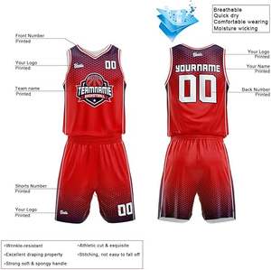 Uniforme de basket-ball de haute qualité pour le sport, impression par sublimation, 100% haute qualité, nouveau design, couleur unie, uniforme de basket-ball pour hommes - Product Image 2