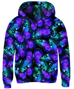 เสื้อมีฮู้ดสวมหัวแขนยาวพิมพ์ลายผีเสื้อสำหรับผู้ชายผู้หญิงลำลองโชว์ไหล่ผ้าใบขนาดใหญ่ดีไซน์ยูนิเซ็กซ์ - Product Image 4