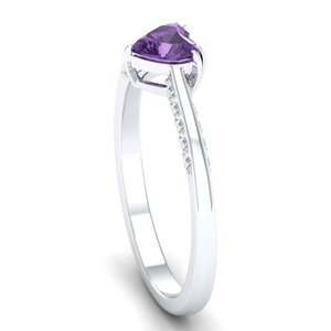 Bague REYES en argent sterling 925 avec pierre précieuse améthyste taille cœur de 0,5 ct et moissanite pour femme, cadeau de mariage, bijoux fins - Product Image 3