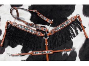 สายคาดศีรษะและสายรัดอกหนังวัวแท้ดีไซน์ขนนกไนลอนคุณภาพสูงแบบใหม่ - Product Image 6