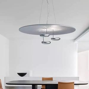 Hiện đại trang trí LED ánh sáng mặt dây chuyền bạc sắt Acrylic đèn trần hoa văn khuếch tán điều chỉnh chiều cao lịch thi đấu cho ăn uống - Product Image 3