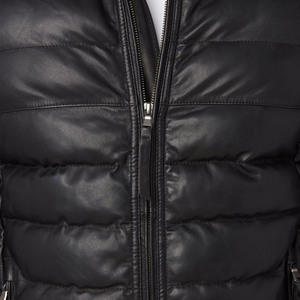 With Side Pocket Black Color Full Zipper Style Design Premium Quality Hand Made <b>Puffer</b> <b>Jacket</b> For Men Wear - Product Image 4