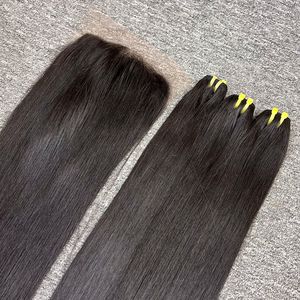 Paquete de cabello humano virgen recto de hueso negro de alta calidad WEFT, cabello crudo de longitud larga para encaje suizo, rizo Jerry de un donante para mujer - Product Image 3