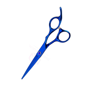 Ciseaux de coiffure de précision – Acier inoxydable allemand, revêtement bleu foncé, lame droite, repose-doigts fixe, coupe de haute qualité - Product Image 4