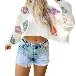 Camisetas de Mujer con Cuello Redondo y Estampado de Juego de Fútbol Americano, Mezcla de Spandex, Corte Regular - Product Image 5