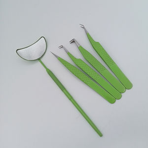 Pince à épiler d'extension de cils professionnelle à poignée en diamant pointe pointue couleur verte poignées de miroir en acier inoxydable durable - Product Image 4