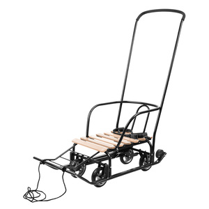 Traîneau en métal de qualité supérieure Timka 5 Universal+ avec châssis à roues rétractables et poignée de poussée pour enfants - Product Image 1