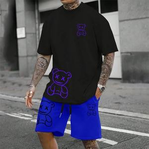 2025 été respirant Shorts chemise ensemble élégant 3D imprimé Shorts ensemble pour hommes 100% coton biologique personnalisé t-shirts ensembles - Product Image 4