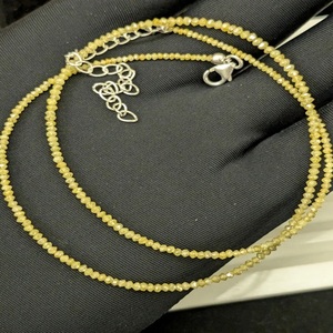 Collar de Cuentas de Diamantes Amarillos, Plata de Ley 925 con Baño de Oro, Facetado Natural, Estilo Redondo, Moderno, Regalo de Boda Ortodoxo para Niños - Product Image 1