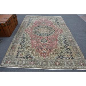 Tapis vintage 6,4x9,5 pi (196x291 cm), tapis persan turc rouge - Product Image 1