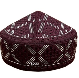 Oración musulmana Topi cubierta de cabeza musulmana mejor calidad al por mayor Topi para hombres sombreros Kufi de punto Islámico - Product Image 1