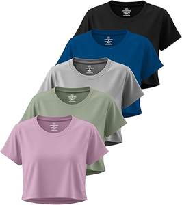 T-shirts courts à manches courtes, manches dolman, col rond, décontractés - Product Image 4