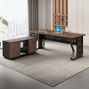 Luxury Executive Desk Wooden CEO Office Table With Metal Legs Modern Boss <b>Workstation</b> For Management Room - Product Image 4