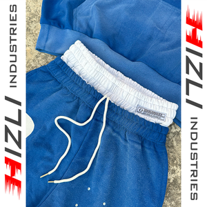 Blue Oversized Hoodie Sweatpants <b>Set</b> Unisex Streetwear Full Sleeve Drawstring Loose Fit Winter Wear Double Belt Sun Faded 100% - Product Image 6
