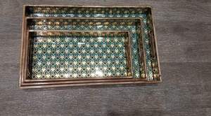 Bandeja de servicio con estampado de esmalte dorado, bandeja de comida de cocina, bandeja de platos de servicio asequible, ideal para cenas, fiestas, bares de té, mesas - Product Image 3