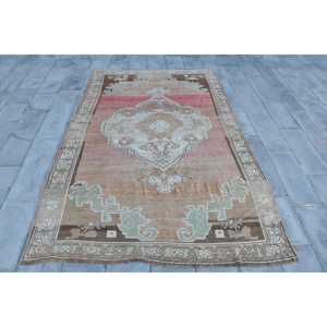 6.3x10.6 ft Vintage Turkish Rug, Large Rug, <b>Brown</b> Red Patchwork <b>Wool</b> Rug - Product Image 1