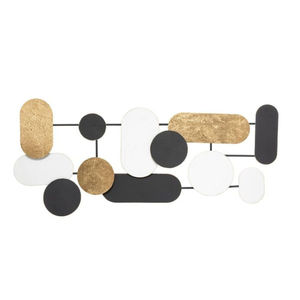 Décoration murale élégante en métal noir, blanc et or, décoration murale en fer décorative pour la maison ou le bureau, prix abordable - Product Image 1