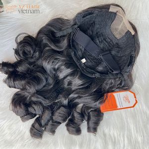Perruque de cheveux humains de couleur naturelle bon marché extensions de cheveux bouclés dentelle frontale suisse petit nœud pour femmes - Product Image 5