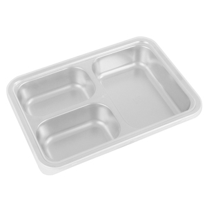 Plateau repas compartimenté en acier inoxydable <span class=keywords><strong>avec</strong></span> <span class=keywords><strong>couvercle</strong></span>, <span class=keywords><strong>3</strong></span>, 4 ou 5 <span class=keywords><strong>compartiments</strong></span>, pour enfants, écoles et restaurants - Product Image 2