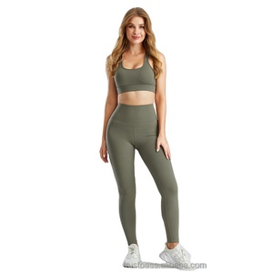 ชุดโยคะไร้ตะเข็บสำหรับผู้หญิงพร้อมโลโก้แบบกำหนดเอง กางเกงออกกำลังกายเอวสูง ชุดออกกำลังกาย ชุดชั้นในกีฬาและกางเกงโยคะ - Product Image 5