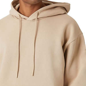 Sweat à capuche en coton teint uni avec imprimé personnalisé pour hommes, pull-over en molleton doux, coupe surdimensionnée, usage quotidien écologique - Product Image 2