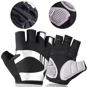 Gants de cyclisme mi-doigts respirants pour hommes, design personnalisé, avec coussin antidérapant, équipement d'entraînement d'hiver, gants de sport à vendre - Product Image 3