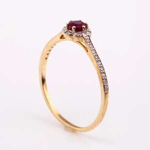 แหวนเพชรทับทิมธรรมชาติขนาดเล็ก925เงิน14K ดีไซน์ใหม่ - Product Image 2