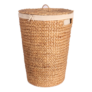 Handmade Eco-Friendly Natural Cotton <b>Water</b> <b>Hyacinth</b> Laundry <b>Basket</b> Lid Customized Size Multifunction for Home Clothing Storage - Product Image 1