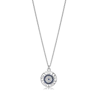 Collier avec pendentif en argent Theia à motif œil turc et grec, coupe ronde, fait main en Turquie, bijoux en argent sterling 925, vente en gros - Product Image 5