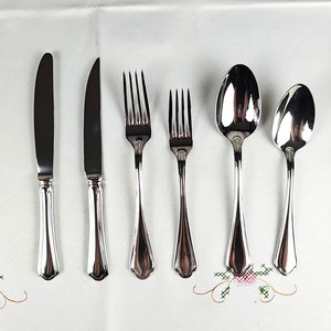 Designer <b>Beaded</b> Handle Stainless Steel Modern Royal Design Dishwasher Safe BPA Free Set 4 for Family Dining Events Parties - Product Image 5