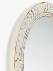 กระจกติดผนังทรงกลมลายดอกไม้สีงาช้างแบบทันสมัยของตกแต่งบ้านที่คนรักต้องมี - Product Image 2