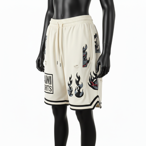 กางเกงบาสเก็ตบอลผู้หญิงผ้าฟลีซโพลีเอสเตอร์คอตตอนคุณภาพสูง 240 GSM สีครีมดำ พิมพ์ลายกราฟิก โลโก้แบบกำหนดเอง - Product Image 4