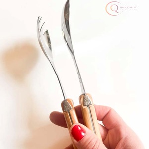 Ensemble de couverts en bois, texture naturelle, durables, réutilisables, écologiques, lavables au lave-vaisselle, ustensiles pour les repas quotidiens - Product Image 4