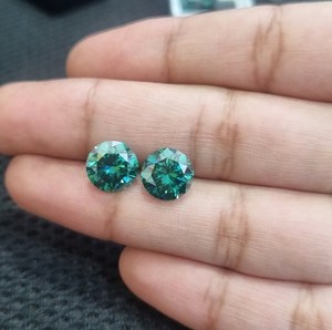 Diamante de moissanita de forma redonda verde de 10 MM, fabricación de diamantes facetados de moissanita verde para pendientes y joyería personalizada - Product Image 3