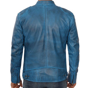 แจ็กเก็ตหนังแท้สำหรับผู้ชายเสื้อแจ็กเก็ตมอเตอร์ไซค์ลายนูนสำหรับผู้ชาย - Product Image 2