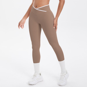 Leggings de yoga haute élasticité transfrontaliers, leggings de yoga à blocs de couleur, leggings de yoga ajustés - Product Image 3
